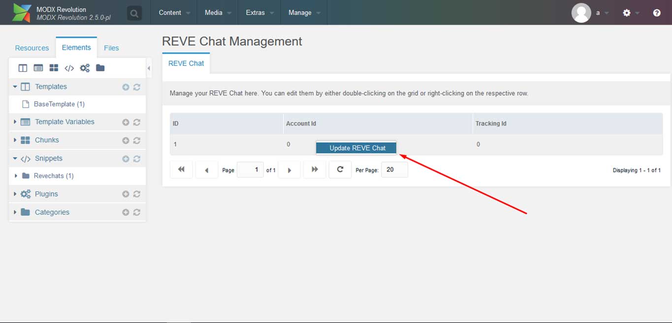 Reve Chat Integration with modx: Step 10