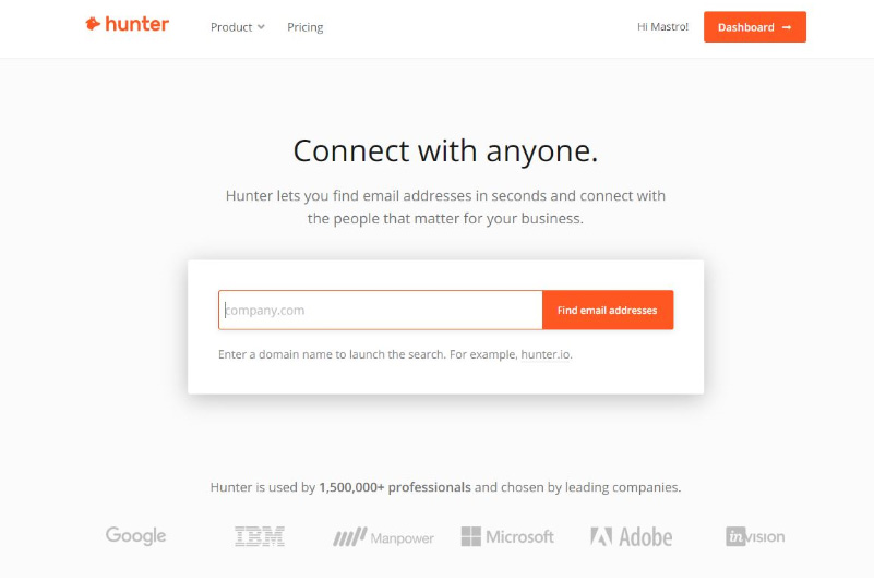 Hunter.io - lead generation tools