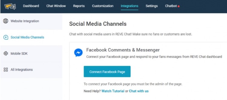 Step 1 Facebook Messener integration with REVE Chat