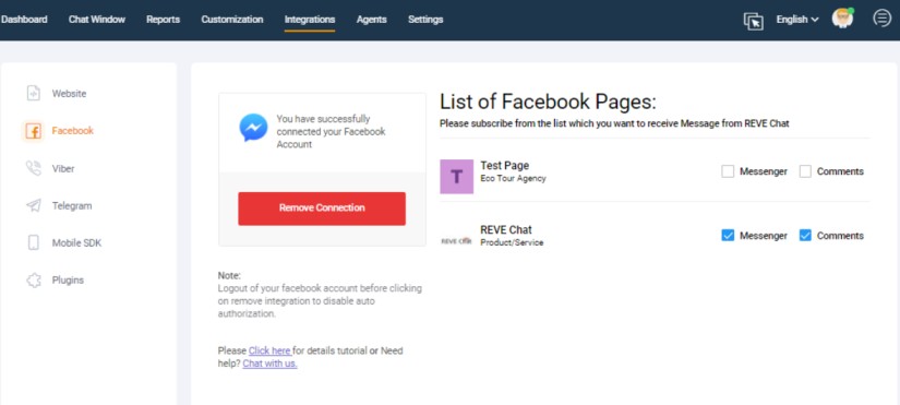 Step 3 Facebook Messenger integration with REVE Chat