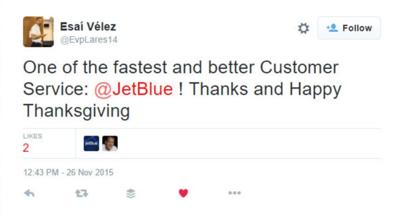 social media customer service example - jet blue